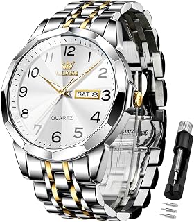 OLEVS Watch for Men Simple Business Dress Analog Stainless Steel Waterproof Luminous Date Easy Read Men Wrsit Watch