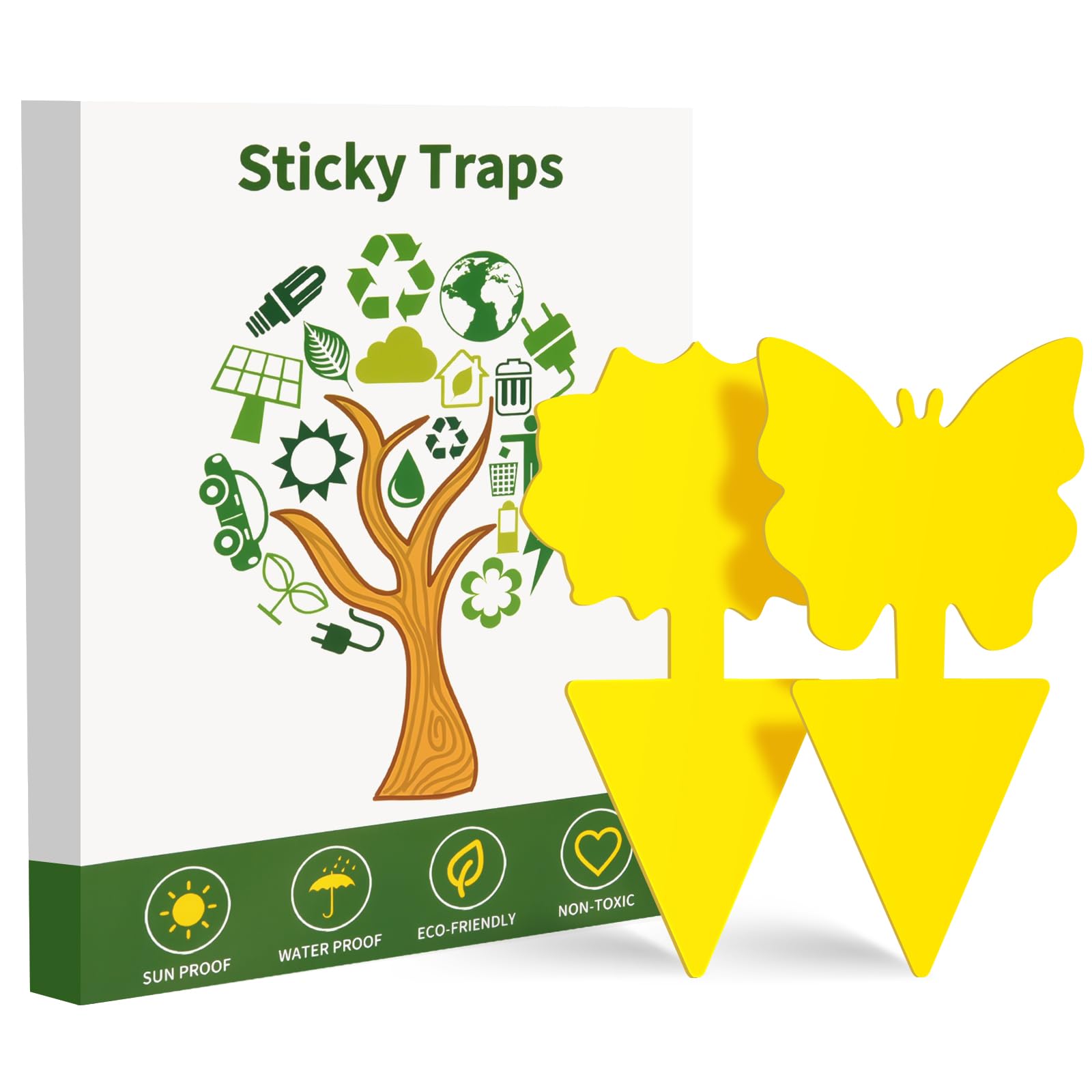 Fruit Fly Traps, 100 Pack Yellow Sticky Traps, Fungus Gnat Traps, Plant Fly Stic