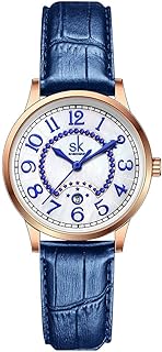 SHENGKE SK Business Classic Women Watch with Genuine Leather Stainless Steel Band Elegant Ladies Watch