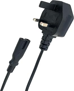 UK 3-Pin Plug to IEC C7 Figure 8 Power Cable, 2 Meter, BS1363 Certified Plug with 10A Fuse, VDE Approved Cable, CE Certified Connector | Compatible with Printers, Game Consoles, Set-Top Boxes & More