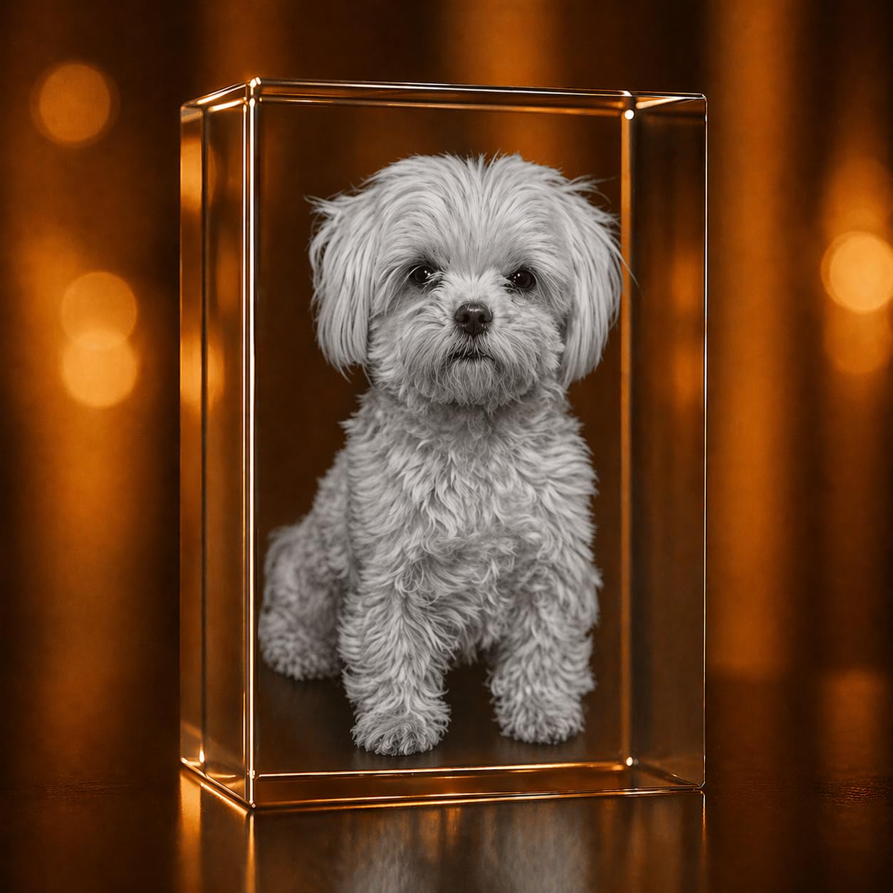 Personalized Pet Memorial 3D Photo Crystal – Custom Engraved Dog & Cat Picture i