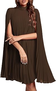 Rooscier Women's midi dress with stand collar and pleated sleeves at the back