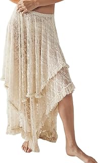 Yimoon Women Lace Skirts Asymmetric Flowy Boho Maxi Skirt