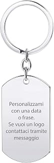 Stileitaliano Personalised Silver Family Tag Keyring with Engraving Military Key Holder Customisable for Families in Aluminium Gift Idea … (03 - Silver Plate)
