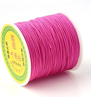 100yards/roll, 0.8mm Nylon Braided Threads Chinese Knot Cord Jewelry Cord Beading Cord Dark Pink for Crafts Kumihimo Macrame Bracelets Making Supplies