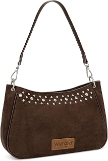 Wrangler Shoulder Bag for Women, Small Soft Faux Suede Slouchy Hobo Purse