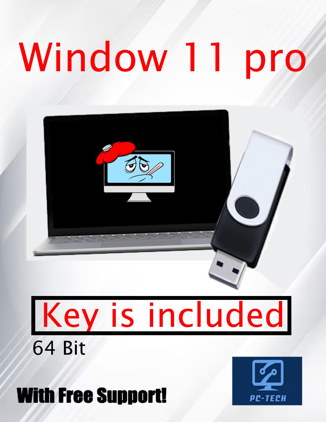 PC Tech USB Key Compatible with install Key Included USB For Windows 11 pro OEM 