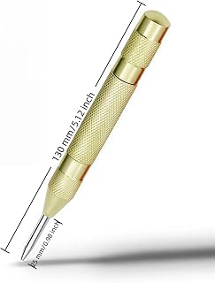 1 PCS Automatic Center Punch with 2 Extra Bits 5 Inch Heavy Duty Steel Spring Punch Tool, Adjustable Tension, Rustproof, Polished, Round Head, Suitable for Metal, Glass