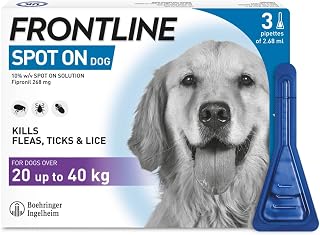 FRONTLINE Spot On Flea & Tick Treatment for Large Dog (20-40kg) 3 Pipettes