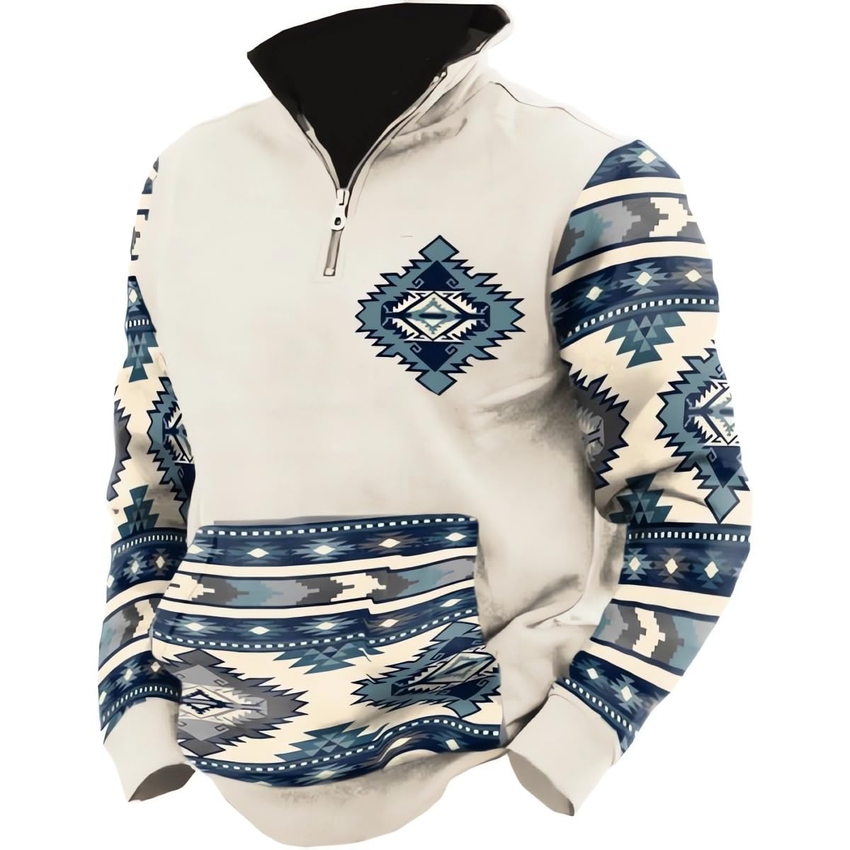 HOTYD Aztec Cowboy Mens Hoodie Vintage Graphic Western Hoodies Casual Long Sleev