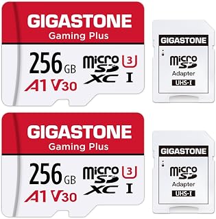 【for Switch 1 Only】 GIGASTONE 256GB Micro SD Card 2-Pack, Gaming Plus, Nintendo-Switch 1 Compatible, R/W 100/60MB/s, 4K Video Recording, Micro SDXC UHS-I A1 U3 Class 10, with Adapter