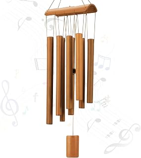 VIREKM Bamboo Wind Chimes, Outdoor Memorial Wooden Wind Chimes with Natural Sounds, Indoor Decorations for Patio, Porch, Garden and Yard