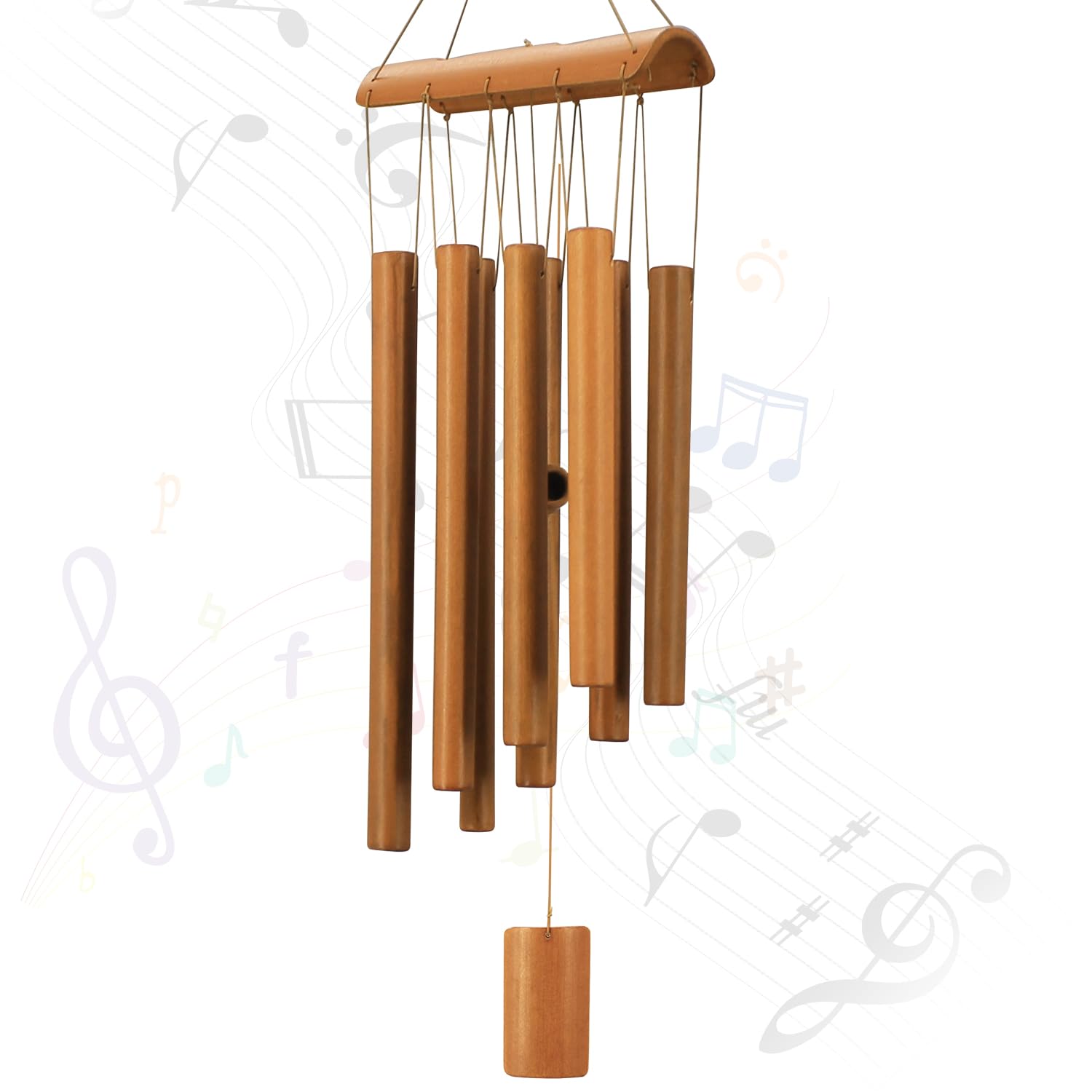 VIREKM Bamboo Wind Chimes, Outdoor Memorial Wooden Wind Chimes with Natural Soun