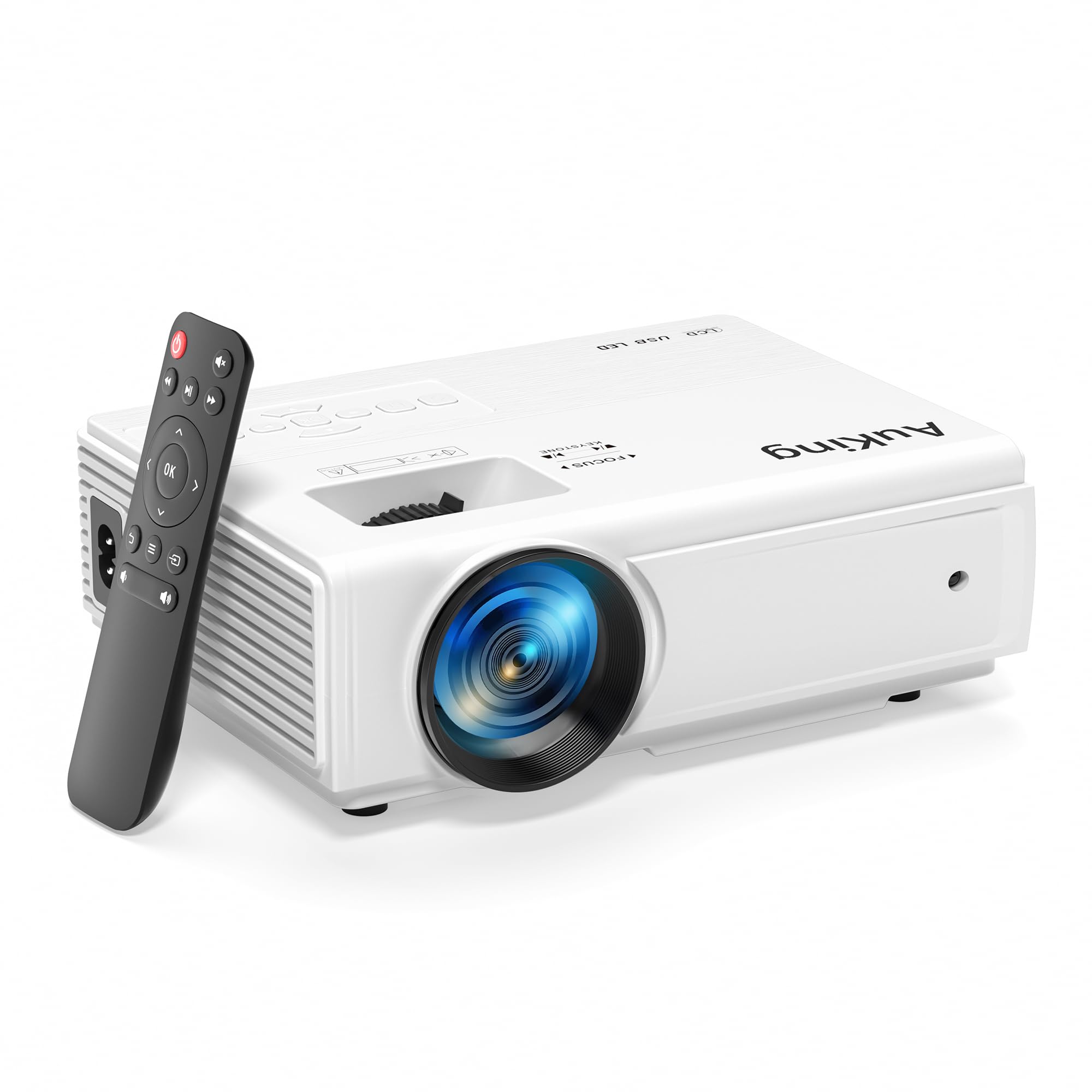 AuKing Projector, 2024 Upgraded Mini Projector, Full HD 1080P Home Theater Video