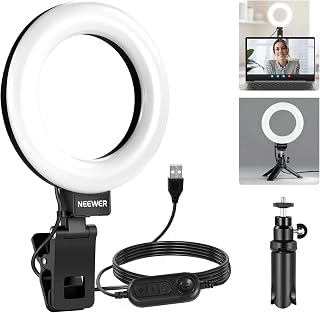 NEEWER Basics 5" Clip on Ring Light for Video Conference Lighting, BR60