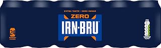 IRN-BRU Zero Carbonated Soft Drink, 24 Pack, 330ml Cans | Zero sugar and zero calorie version of Scotland's iconic 32-flavour sparkling soft drink.