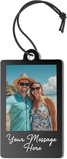 Personalised Black Photo Car Ornament - Custom Hanging Car Charm with Photo & Message - Mirror Decoration Gift for Driving Test Pass, First Car or Special Occasion
