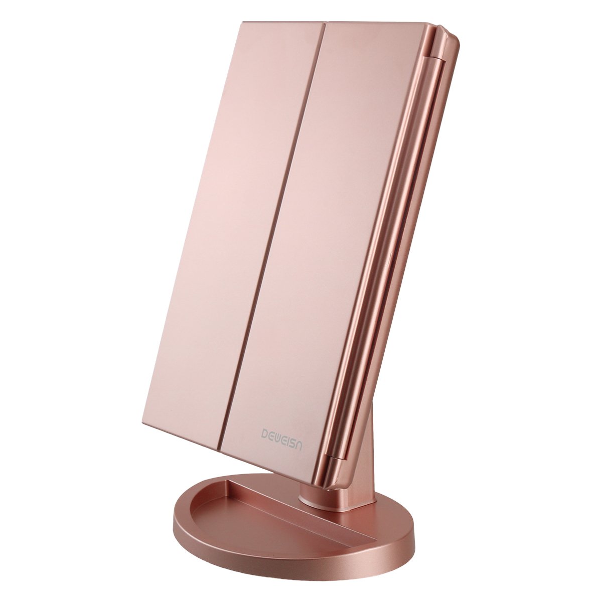 deweisn Dresser Mount Tri-Fold Lighted Vanity Mirror with 21 LED Lights, Touch S