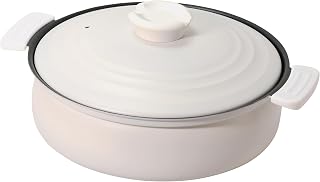 Pearl Metal HC-462 Lightweight Earthen-style Tabletop Pot, 10.2 inches (26 cm), Induction Compatible, Fluorine Treatment, White