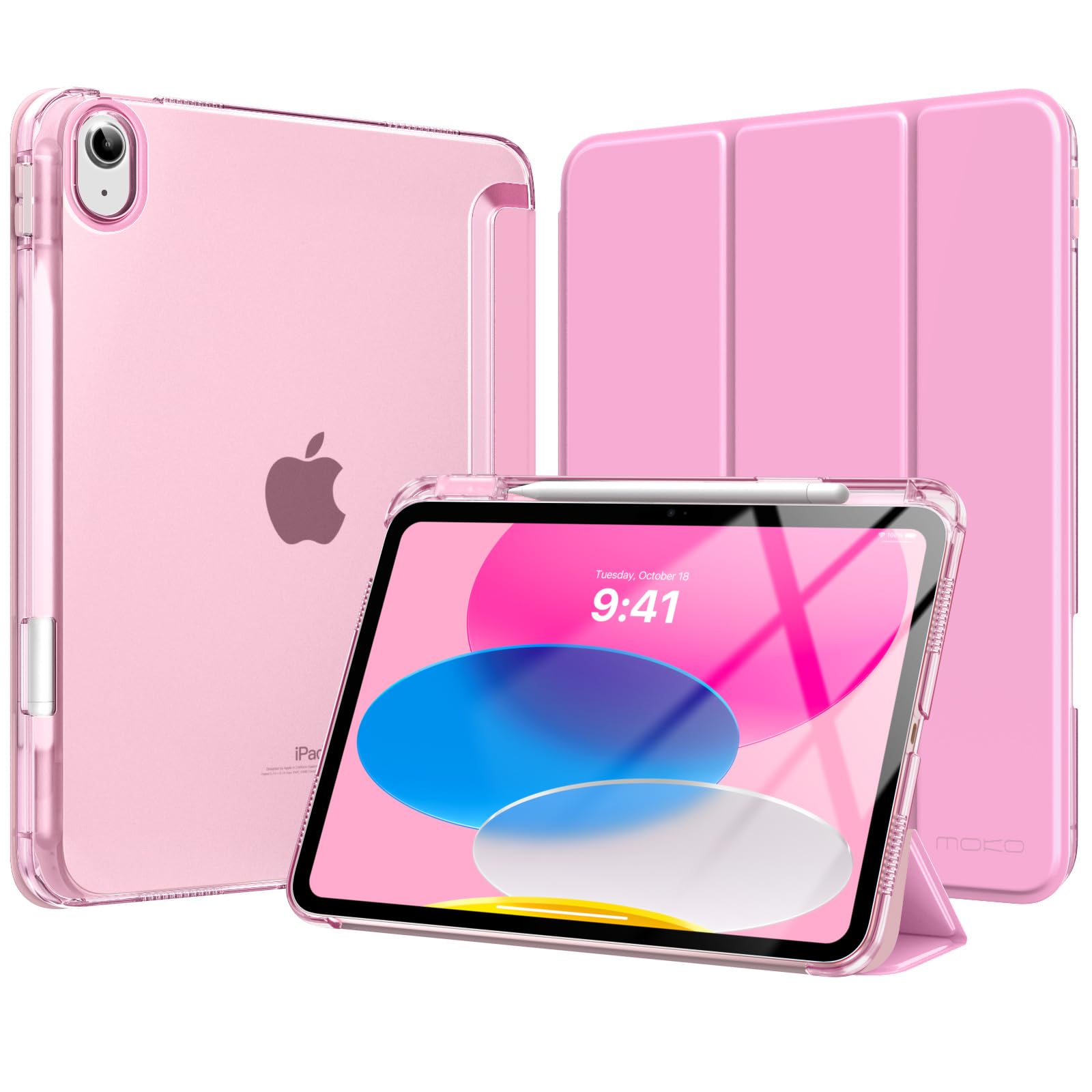 Moko for iPad A16 11th Generation Case 11 Inch 2025 with Pencil Holder,Pink | Fo