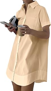 Rooscier Women's Button Down Casual Shirt Dress
