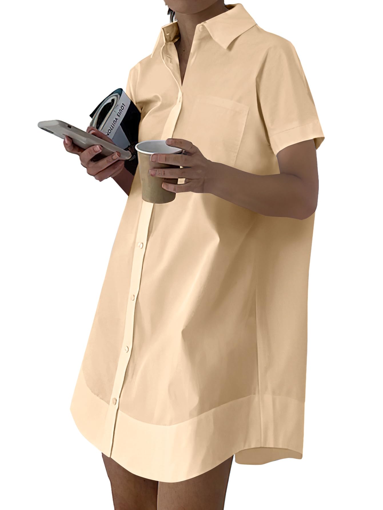 Rooscier Women's Button Down Casual Shirt Dress