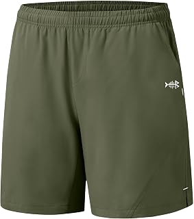 Bassdash 7 Inch Men's Fishing Shorts for UPF 50+ Lightweight Waterproof Quick Dry Hiking Zipper Bag FP06M