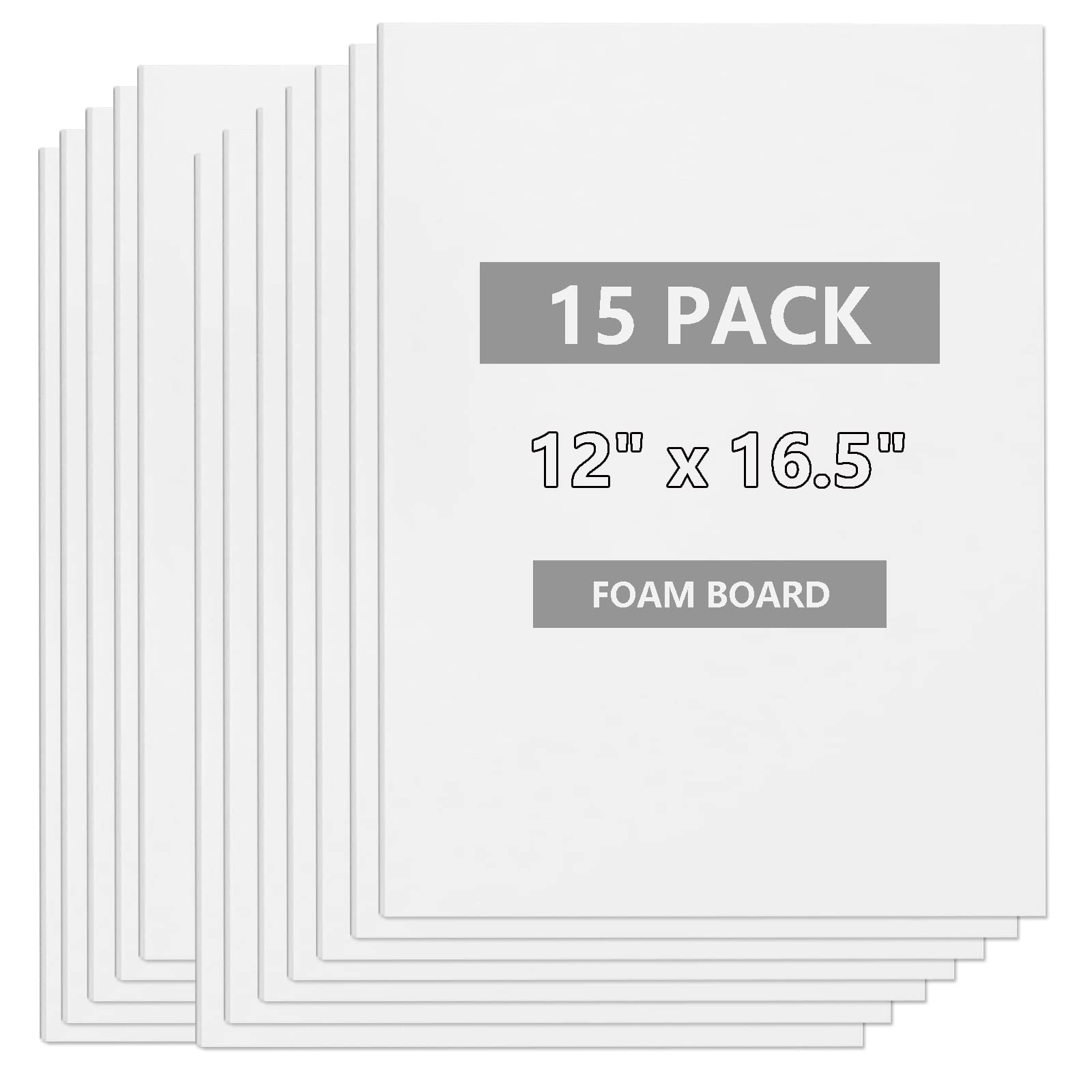 15 Pack White Foam Board 12" x 16.5",3/16" Thick Foam Core Board | Polystyrene f