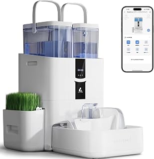 RealFountain Automatic Water Supply, Cat Water Supply for Dogs, Innovative Design, Large Capacity 2.8 gal (10 L), Automatic Water Supply, Washing, Drainage, Daily Fresh Water, OxygenZ Technology, 5 Stage Drinking Heights, App Management, Easy to Assemble, Easy to Clean, Fully Automatic Cat and Dog Drink