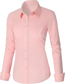 CUNLIN Women's Cotton Button Down Shirt Long Sleeve Formal Dress Work Blouse