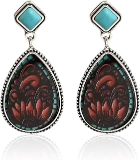Western Earrings Outfit for Women Oval Silver Earrings Dangle Turquoise Western Jewelry Country Concert Outfit for Women