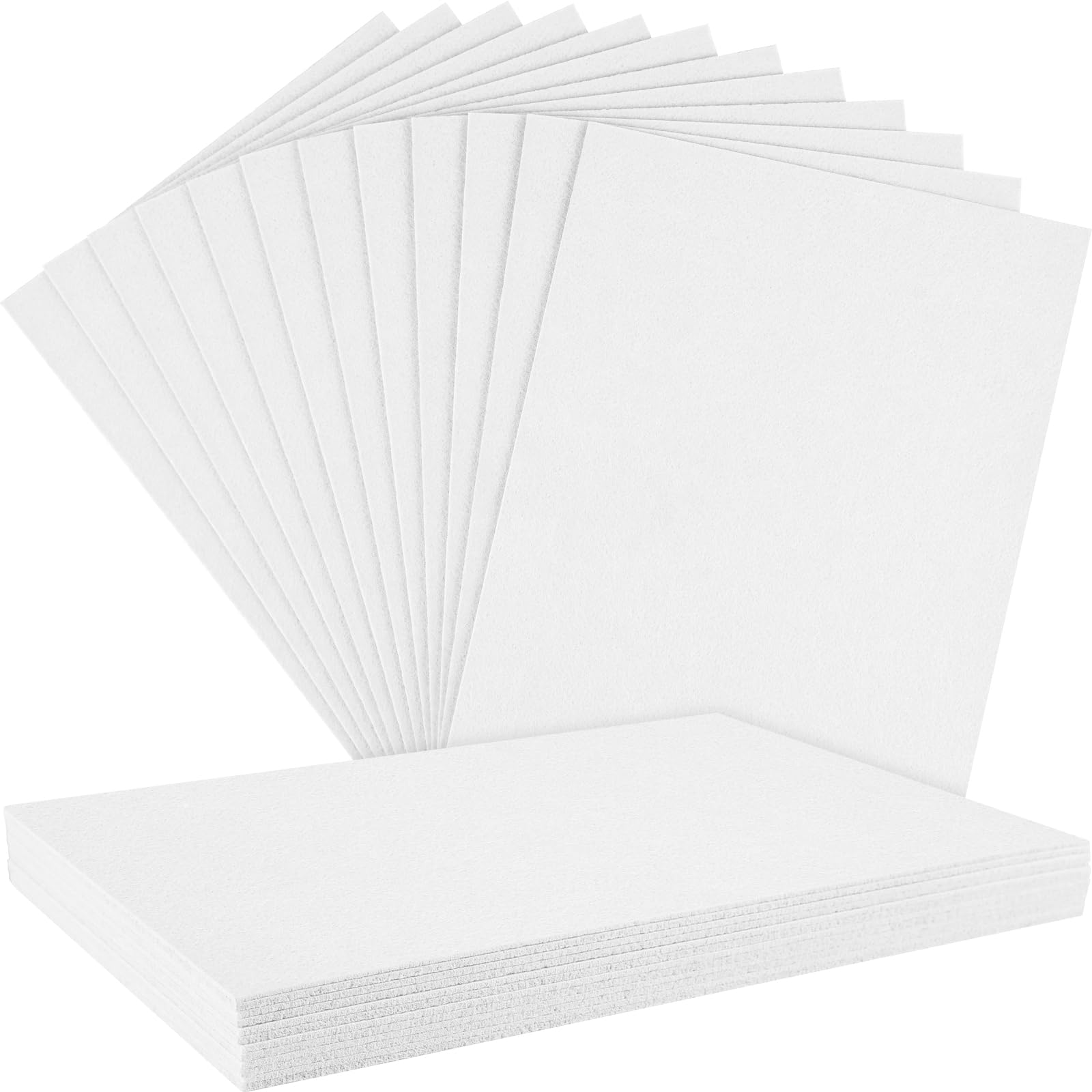 NEBURORA 12 Pcs 2mm Thick Stiff Felt Sheets for Crafts Sewing(White) | Polyester