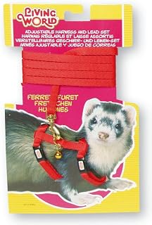 Living World Adjustable Harness & Lead Set for Ferrets, Red, 4 ft
