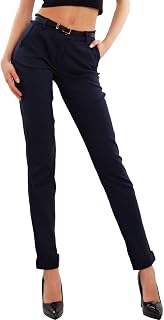 Toocool Women's Classic Trousers, Elegant Low Waist Trousers with Pockets and Belt, Women's Summer Pants AS-28251