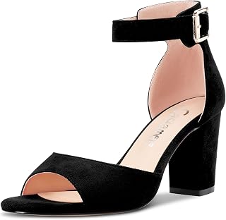 Castamere Women's Block Chunky Mid Heel Open Toe Strappy Ankle Sandals