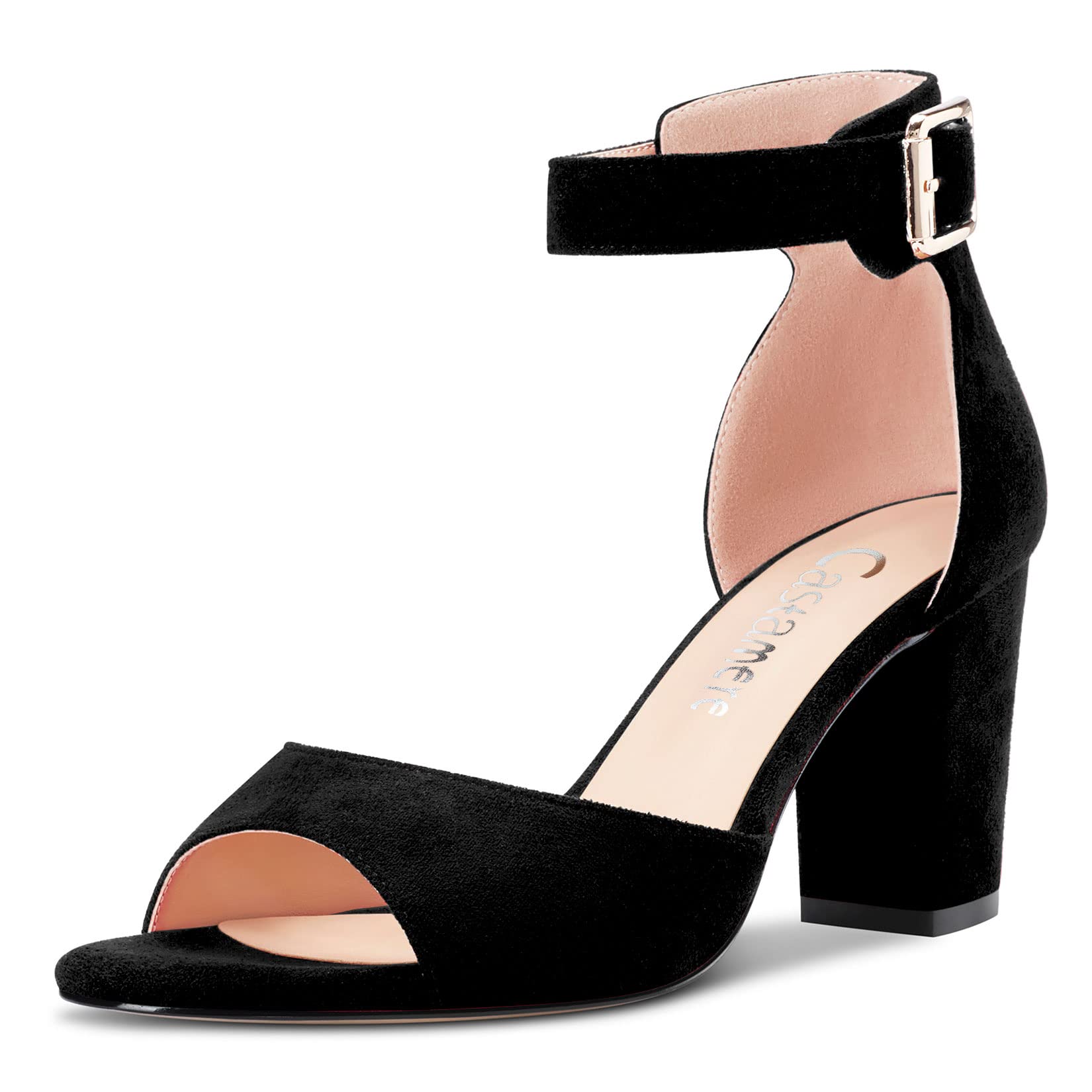 Castamere Women's Block Chunky Mid Heel Open Toe Strappy Ankle Sandals