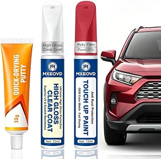 Ruby Flare Pearl(3T3) Touch Up Paint Compatible with Toyota, All in One Car Scratch Repair Kit with Primer Putty & Clear Coat, Complete Sanding Tools Set for Scratches Chips Nicks