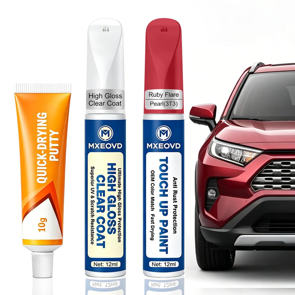 Ruby Flare Pearl(3T3) Touch Up Paint Compatible with Toyota, All in One Car Scra