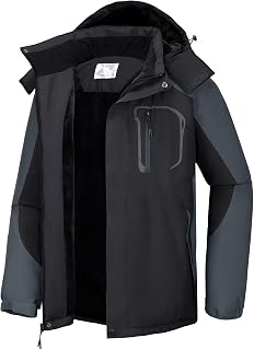 CAMEL CROWN Men's Ski Snow Jacket Waterproof Winter Snow Coat Windproof Warm Fleece Lining Hooded Parka Rain Jacket