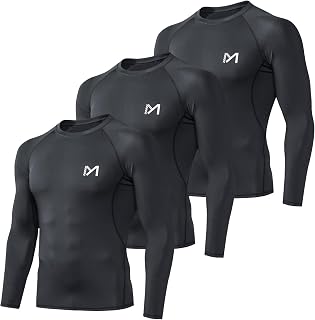 MEETYOO Men's Compression Long Sleeve Shirt Moisture Wicking for Gym