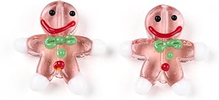 10pcs Handmade Gingerbread Man Glass Beads Salmon Handmade Spacer Loose Beads for DIY Bracelet Necklace Jewelry Making