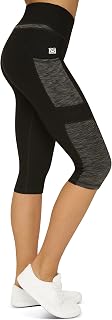 Variosports Sport Capri 3 4 Women's with 2 Side Compartments for Mobile Phone, Keys, Credit Card and Co. Fitness Sports Tights Brazil Model Yoga Noir