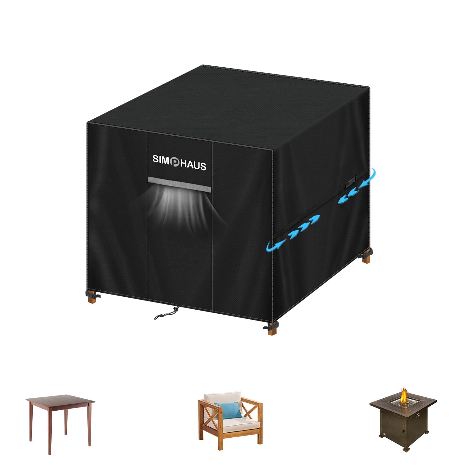 SIMPHAUS Square Garden Table Cover Outdoor Furniture Covers Waterproof | Outdoor