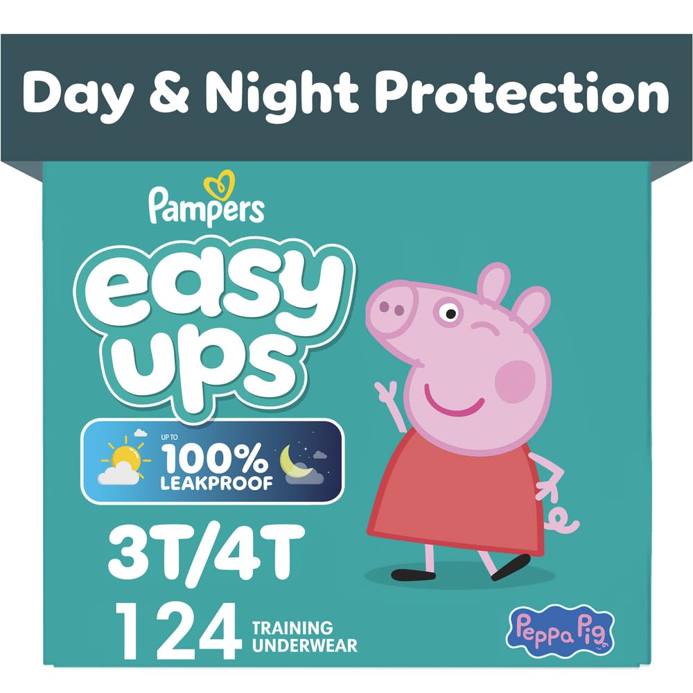 Easy Ups Girls & Boys Potty Training Pants, Size 5 (3T-4T), 124 Count, Peppa Pig