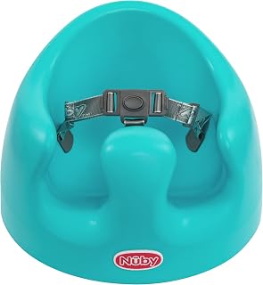 Nuby My Floor Seat for Babies with Soft Foam &amp; 3-Point Harness, 4-12M+ | Aqua, Baby Booster Seat Easily Wipes Clean, High Seatback Provides Additional Support for Kids