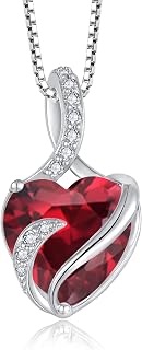 FJ Necklaces for Women 925 Sterling Silver Infinity Heart Pendant Necklace Birthstone Jewellery for Women