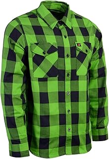 Milwaukee Leather Men’s Casual Cotton Flannel Plaid Long Sleeve Button Down Cotton Shirts