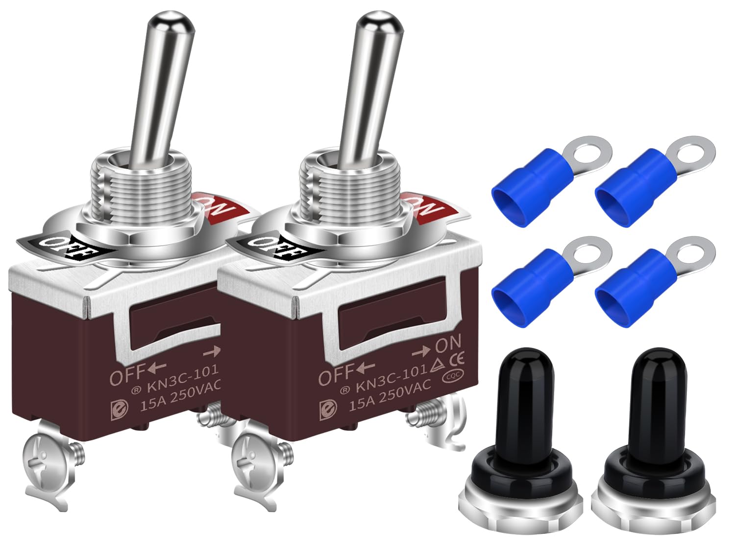 DaierTek Waterproof Toggle Switch 12V DC 30A Heavy Duty 2 Pin ON Off SPST with W