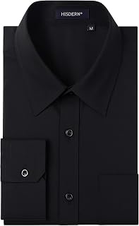 HISDERN Men's Formal Dress Shirt Long Sleeve Business Causal Button Down Regular Fit Shirts for Men with Pocket