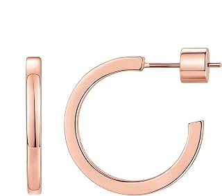 PAVOI 14K Gold Plated Thin Square Edge Open Hoop Earrings for Women